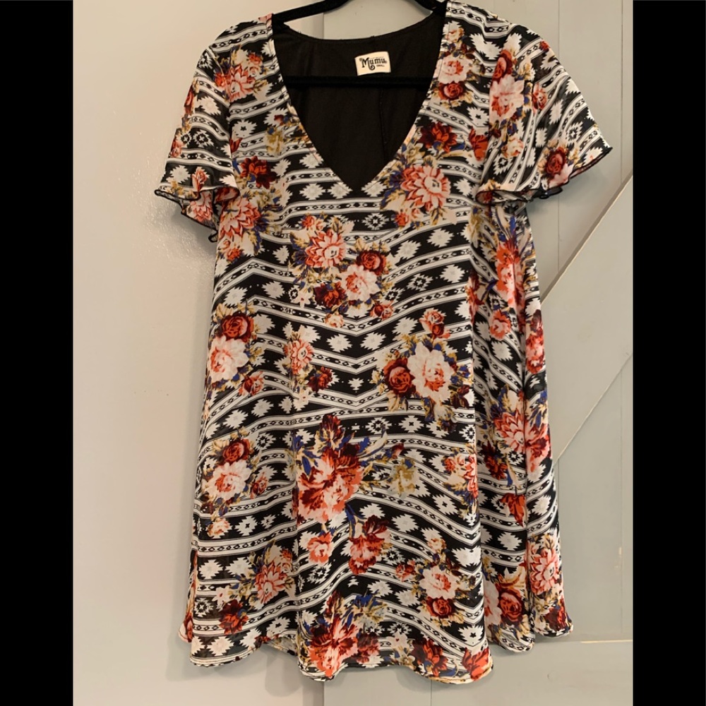 Aztec Print Mini Dress - image 1